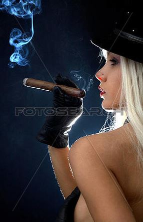 Picture of woman smoking a cigar