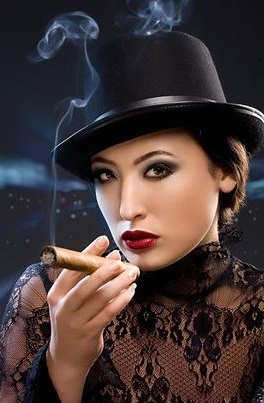Picture of woman smoking a cigar